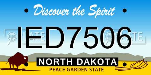 IED7506 North Dakota License Plate