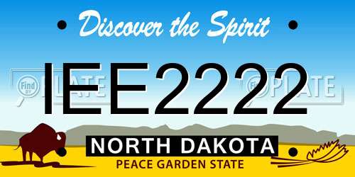 IEE2222 North Dakota License Plate
