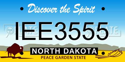 IEE3555 North Dakota License Plate