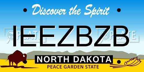 IEEZBZB North Dakota License Plate