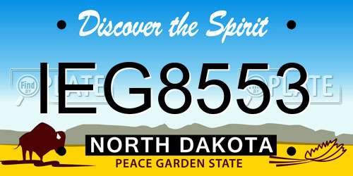 IEG8553 North Dakota License Plate
