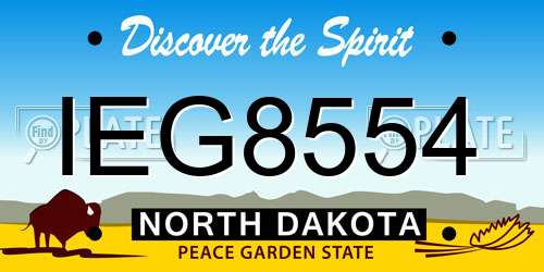 IEG8554 North Dakota License Plate