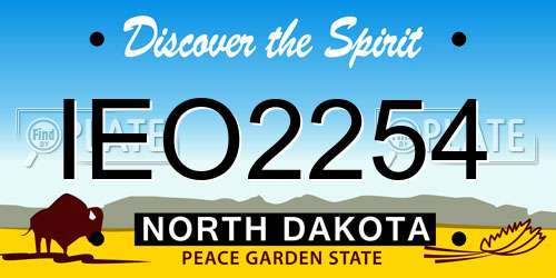 IEO2254 North Dakota License Plate