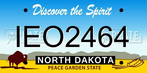 IEO2464 North Dakota License Plate