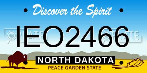 IEO2466 North Dakota License Plate