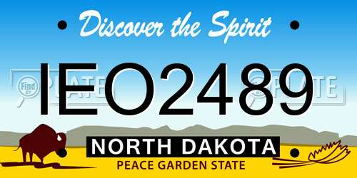 IEO2489 North Dakota License Plate