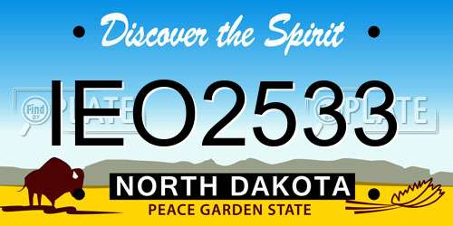 IEO2533 North Dakota License Plate