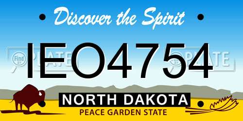 IEO4754 North Dakota License Plate