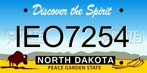 IEO7254 North Dakota License Plate
