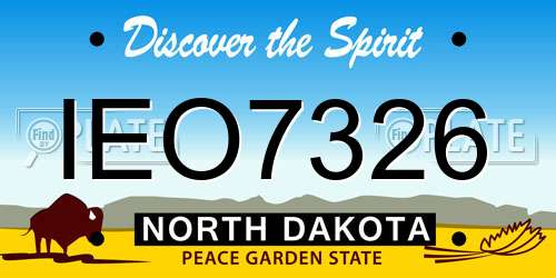 IEO7326 North Dakota License Plate