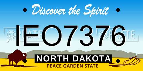 IEO7376 North Dakota License Plate