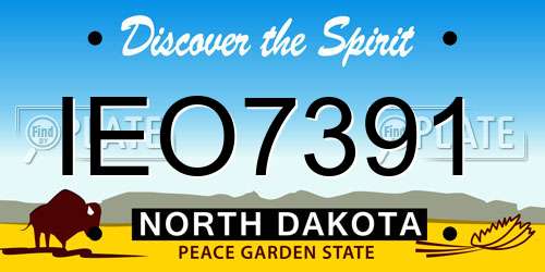 IEO7391 North Dakota License Plate