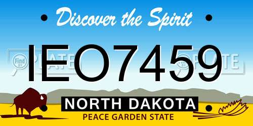 IEO7459 North Dakota License Plate