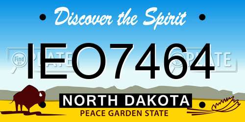 IEO7464 North Dakota License Plate