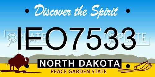 IEO7533 North Dakota License Plate