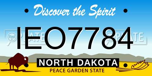 IEO7784 North Dakota License Plate