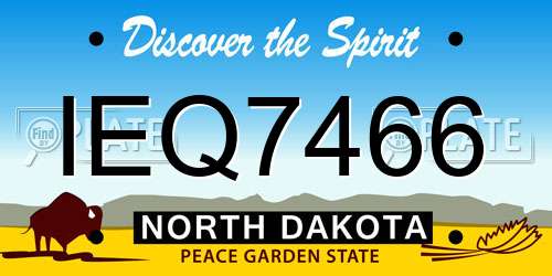 IEQ7466 North Dakota License Plate