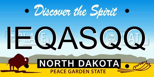 IEQASQQ North Dakota License Plate