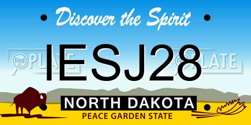 IESJ28 North Dakota License Plate
