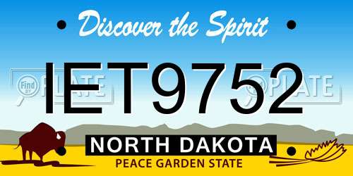 IET9752 North Dakota License Plate