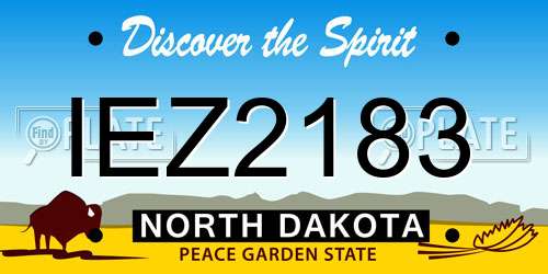 IEZ2183 North Dakota License Plate