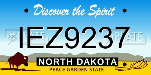 IEZ9237 North Dakota License Plate