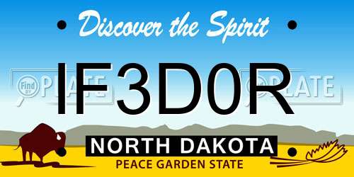 IF3D0R North Dakota License Plate