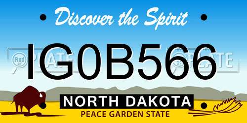 IG0B566 North Dakota License Plate
