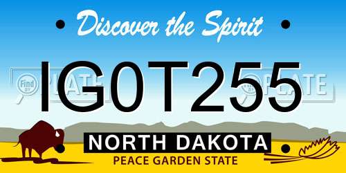 IG0T255 North Dakota License Plate