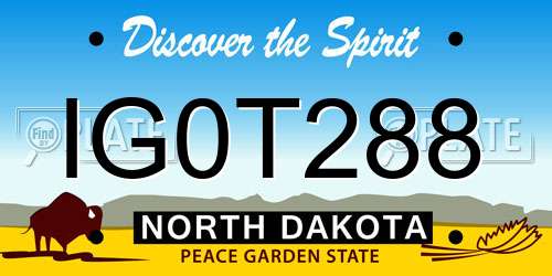 IG0T288 North Dakota License Plate