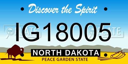 IG18005 North Dakota License Plate
