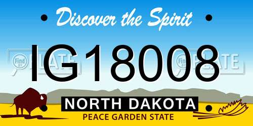 IG18008 North Dakota License Plate