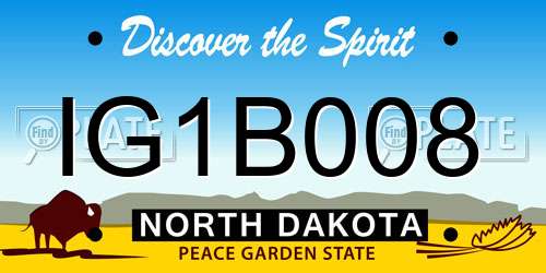 IG1B008 North Dakota License Plate
