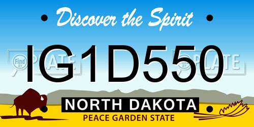 IG1D550 North Dakota License Plate