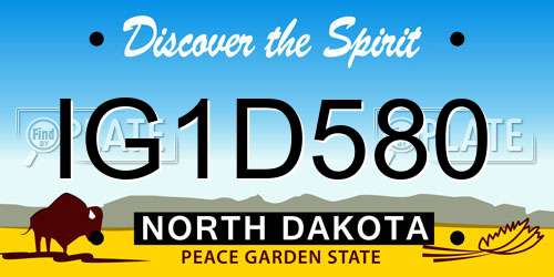 IG1D580 North Dakota License Plate