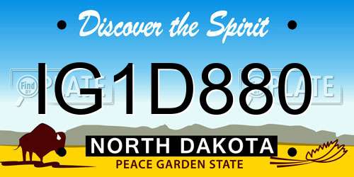 IG1D880 North Dakota License Plate