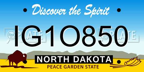 IG1O850 North Dakota License Plate