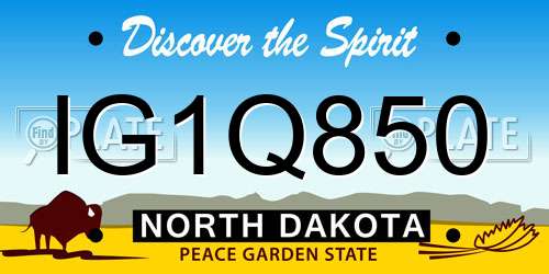 IG1Q850 North Dakota License Plate