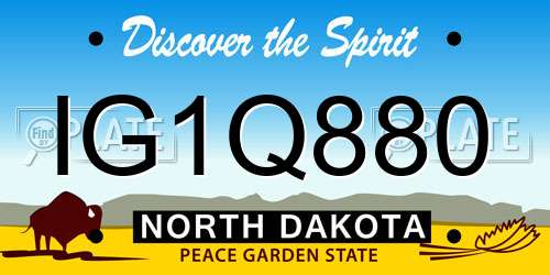 IG1Q880 North Dakota License Plate