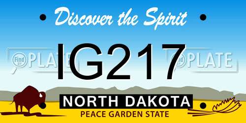 IG217 North Dakota License Plate