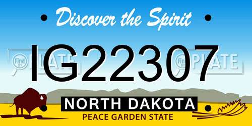 IG22307 North Dakota License Plate