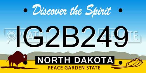 IG2B249 North Dakota License Plate