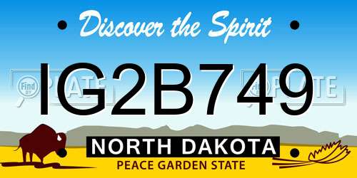 IG2B749 North Dakota License Plate