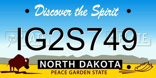IG2S749 North Dakota License Plate