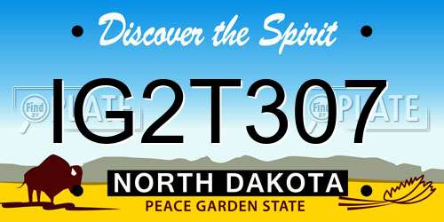 IG2T307 North Dakota License Plate