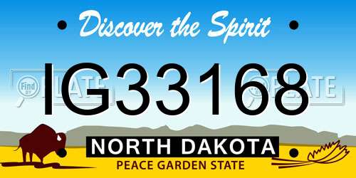 IG33168 North Dakota License Plate
