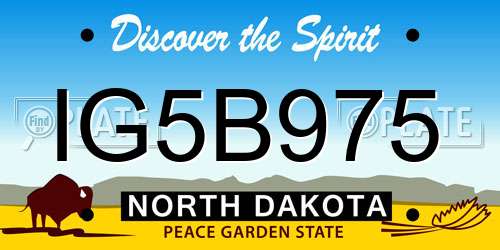IG5B975 North Dakota License Plate