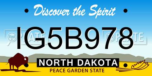 IG5B978 North Dakota License Plate
