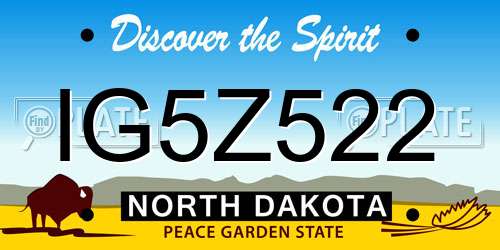 IG5Z522 North Dakota License Plate
