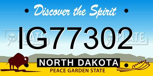 IG77302 North Dakota License Plate